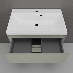 Style Line Тумба с раковиной Манхэттен 70 Plus подвесная эмаль олива матовая – фотография-4